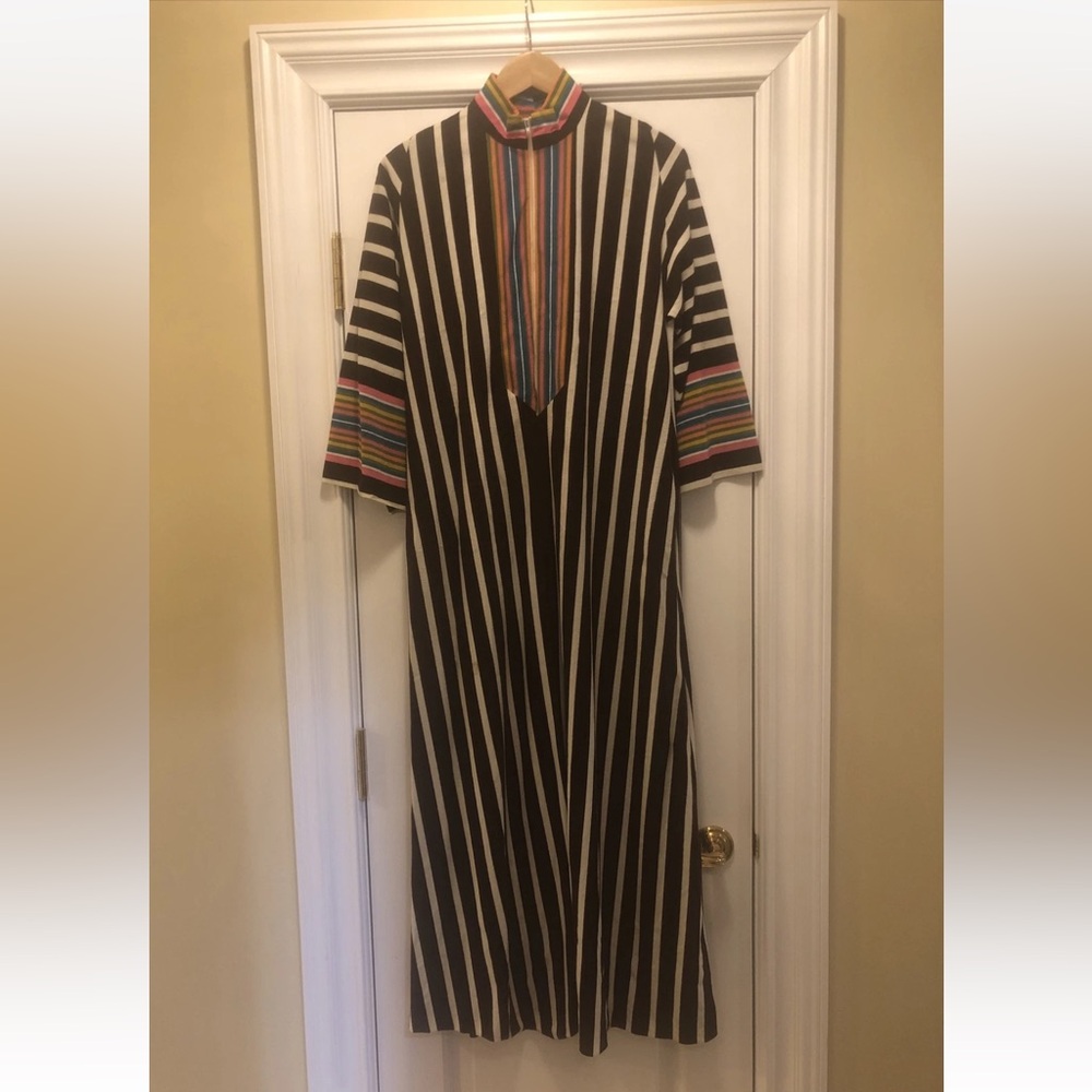 Loungees Vintage 60s Robe Nightgown Housecoat Zip Front Day Dress Hostess Petite